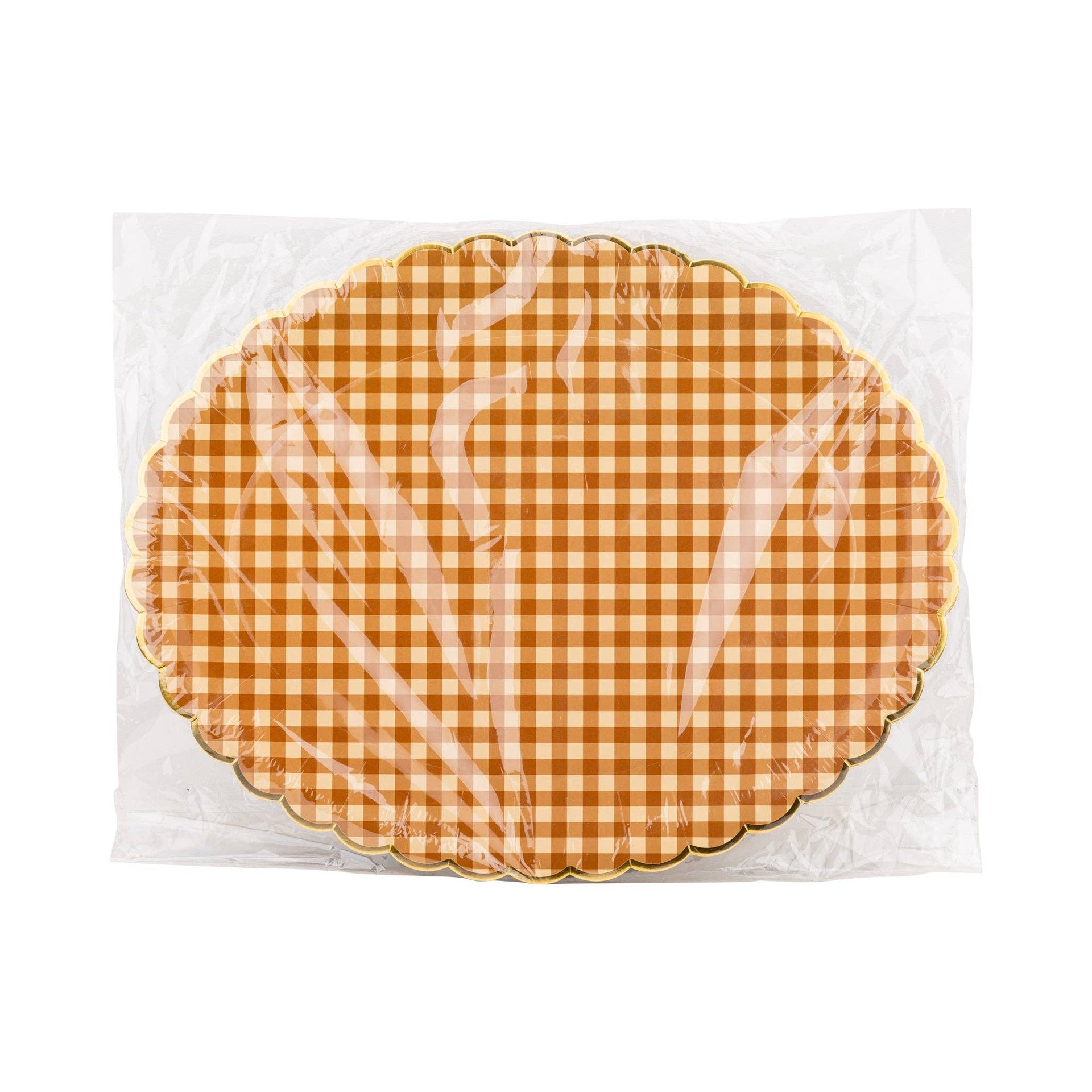 Foil Brown Gingham 17" Paper Platter (6ct)