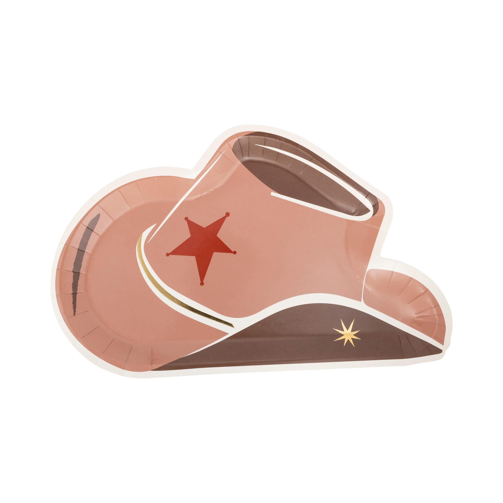Cowboy hat plate with a star on a white background