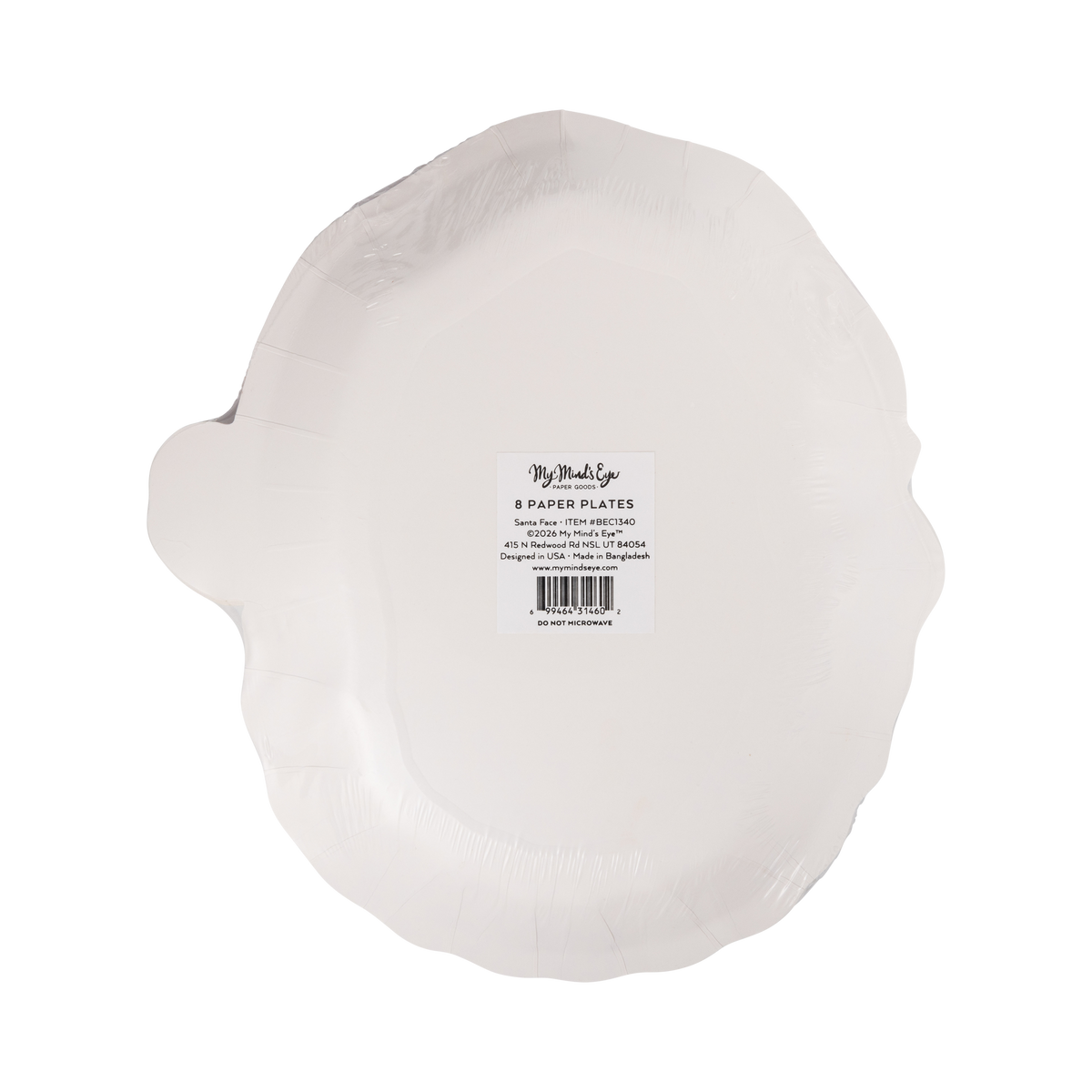Santa Face Shaped Paper Plates with Gold Foil