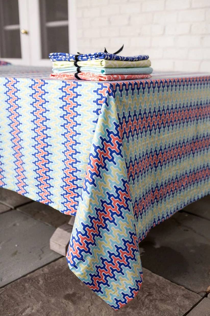 Table Cloth 70X108 Arabesque Aqua