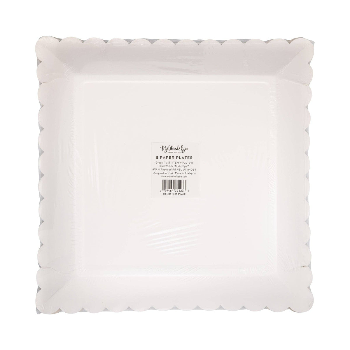 Green Plaid Christmas 10" Square Dinner Plates