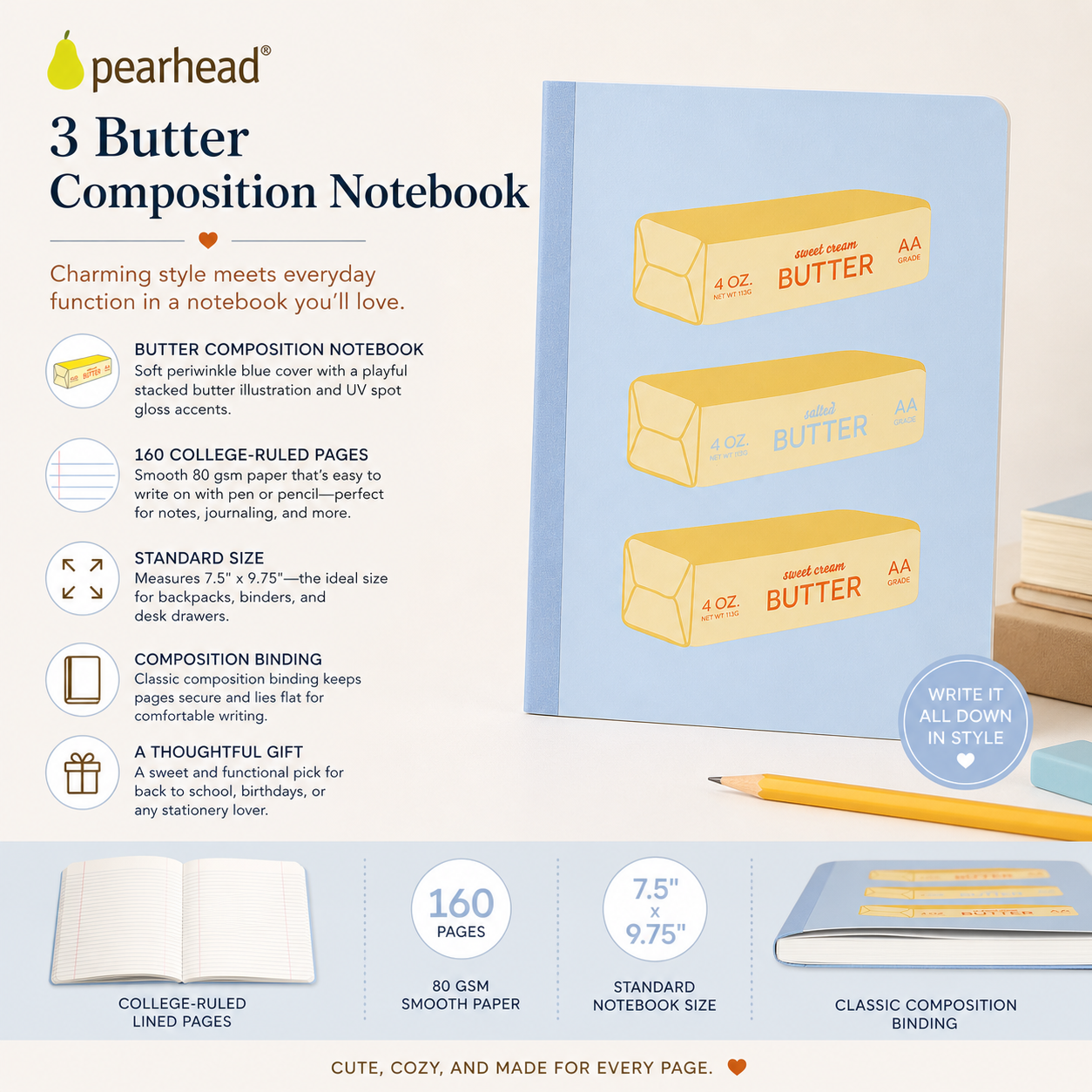 Retro Butter Composition Notebook