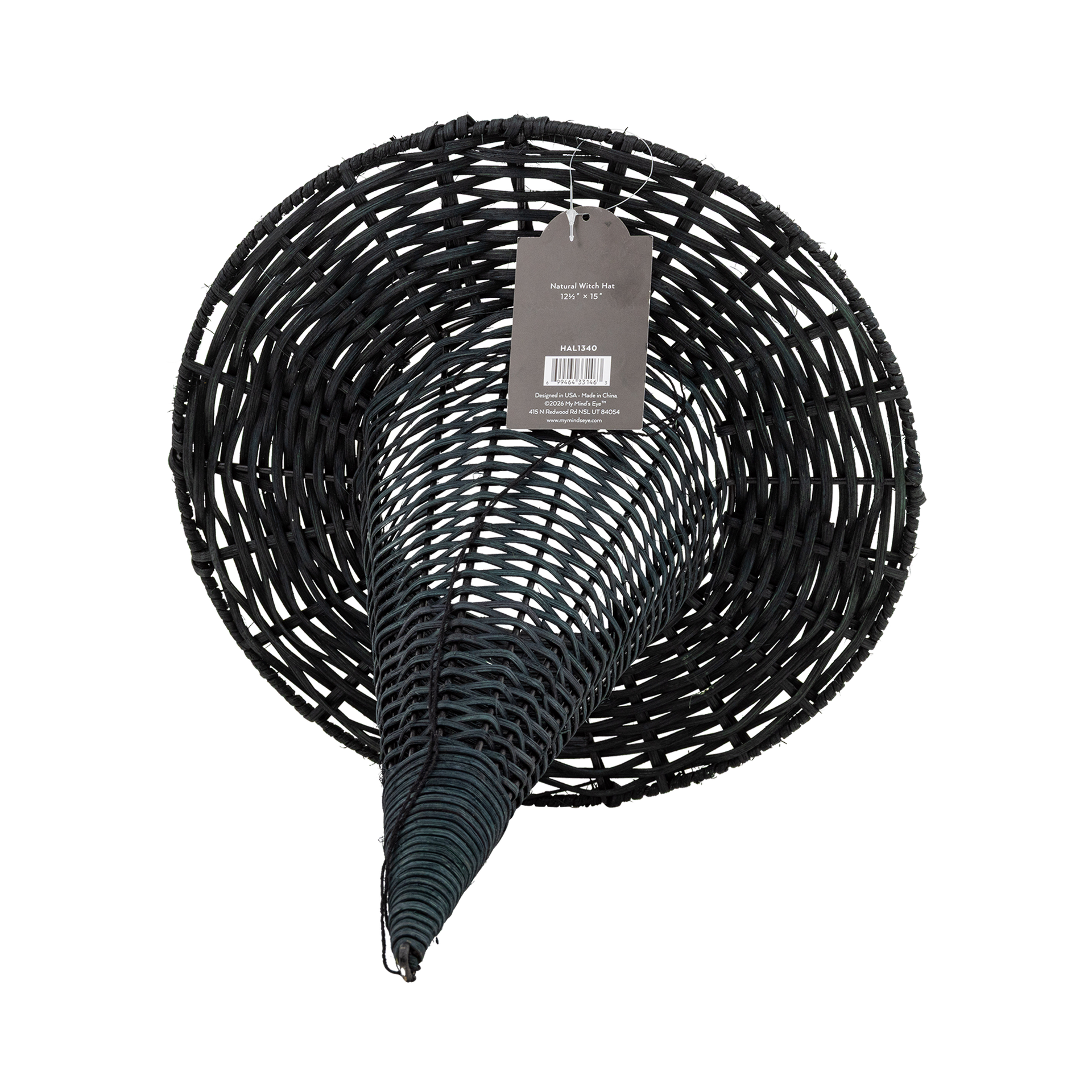 Natural Rattan Witch Hat - 15"