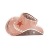 Pink cowboy hat with star design on a white background