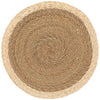 Round woven placemat with a natural fiber pattern on a white background