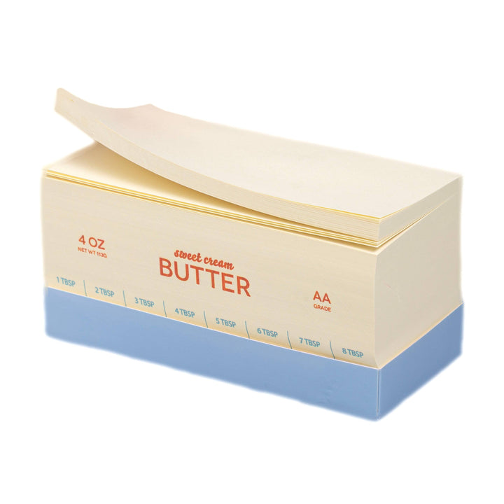 Butter notepad with 'sweet cream butter' label on a white background
