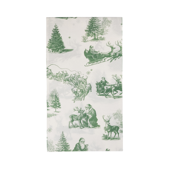 Green Christmas Toile Paper Dinner Napkins