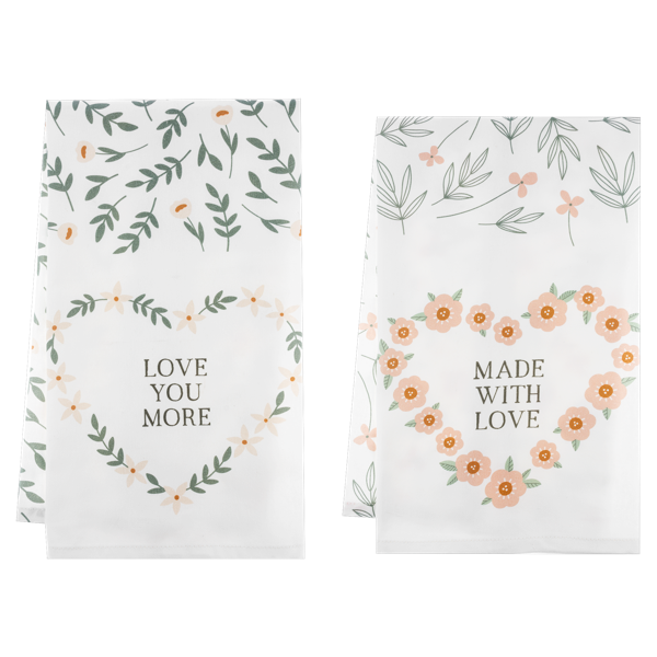 Heart Wreath & Text Tea Towel