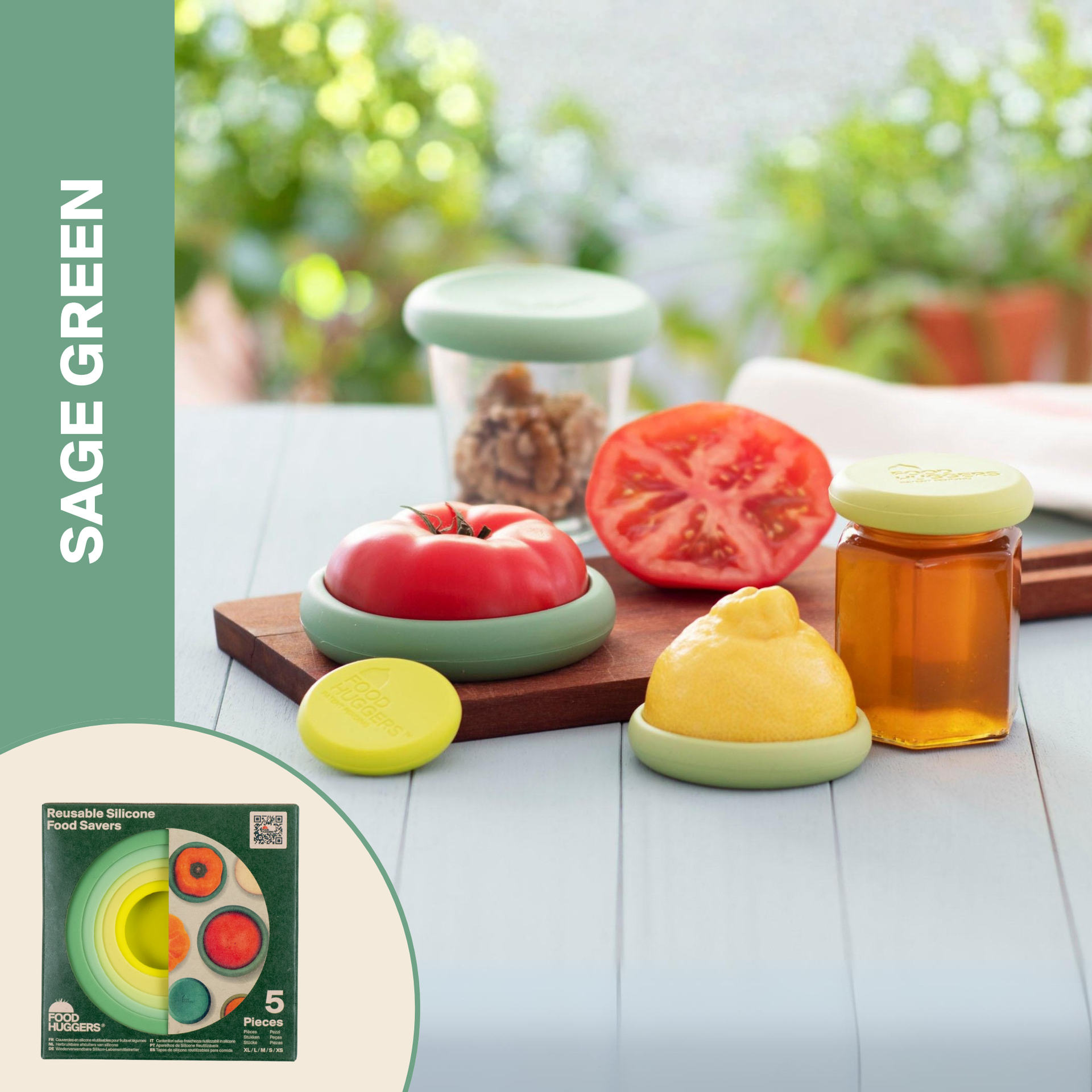 Reusable Silicone Food Savers – Sage Green (Set of 5)