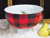 Pedestal Bowl Red Buffalo Check 10"