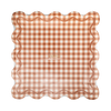 Rust Gingham Scalloped Square Paper Plates
