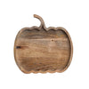 Wooden pumpkin-shaped serving tray on a white background
