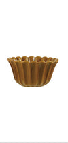 One brown ceramic stoneware bowl on a white background