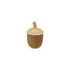 Stoneware acorn-shaped container with a lid on a white background