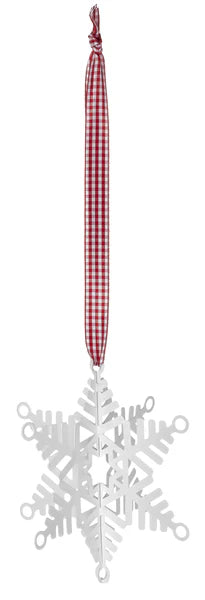 Snowflake Ornament w/Red & WHite Ribbon