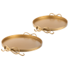 Round Gold Tray with Bow Handles