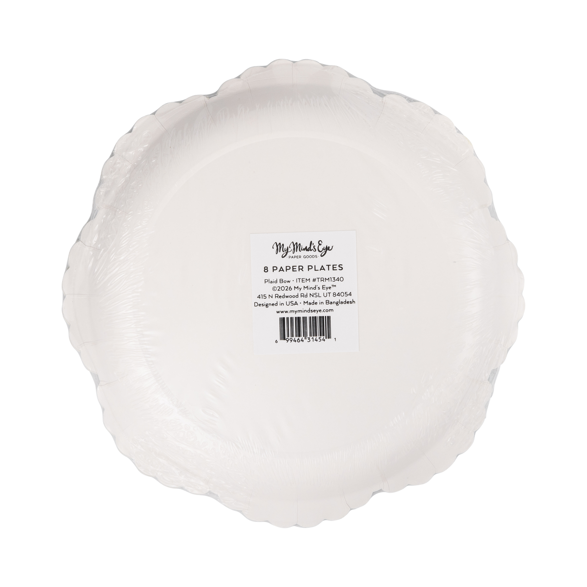 Plaid Bow Christmas 8" Paper Salad Plates