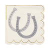 Napkin with gray horseshoe design on a white background