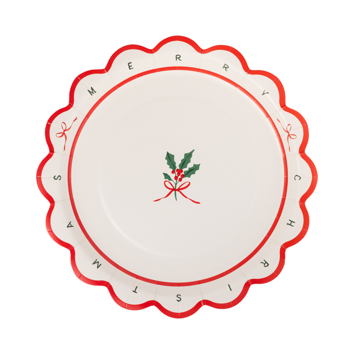Merry Christmas Holly 8.5" Paper Salad Plates