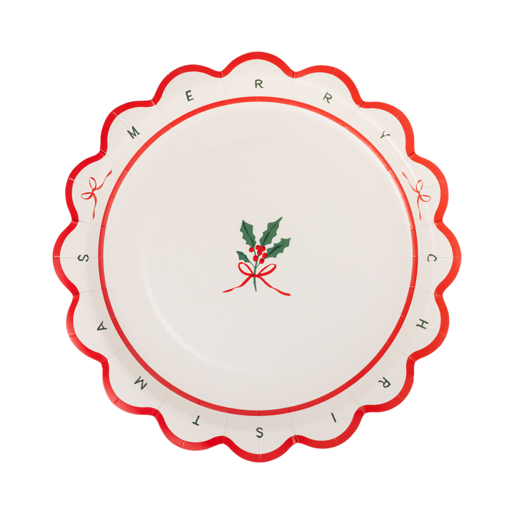 Merry Christmas Holly 8.5" Paper Salad Plates