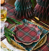 Green Plaid Christmas 10" Square Dinner Plates