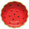 Decorative bowl designed like a watermelon on a white background