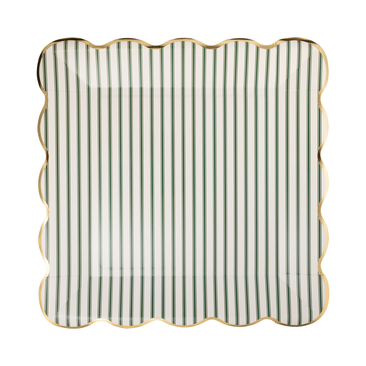 Green Ticking Stripe 10" Paper Dinner Plates