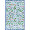 Floral patterned kitchen towel with berries on a light blue background