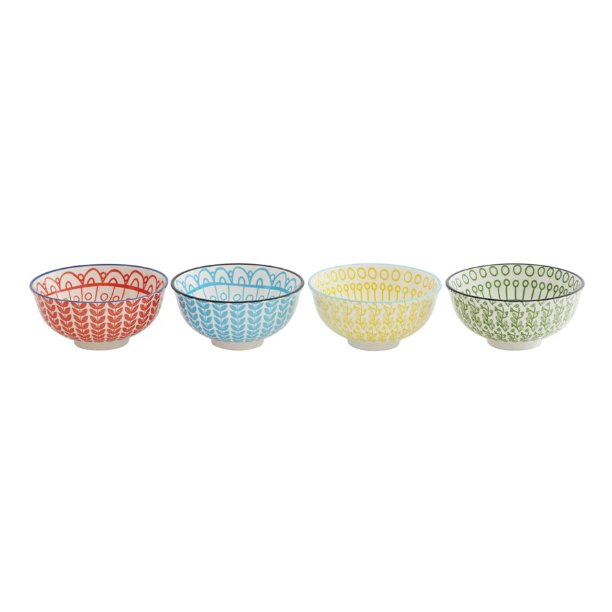 Handstamped Stoneware Bowl asst.