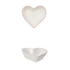 Stoneware Heart Shaped Bowls with Colored Rims, White, Set of 3