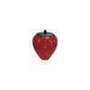 Red strawberry shaped twist timer with white numbers, green stem top and yellow seed dots on white background. 