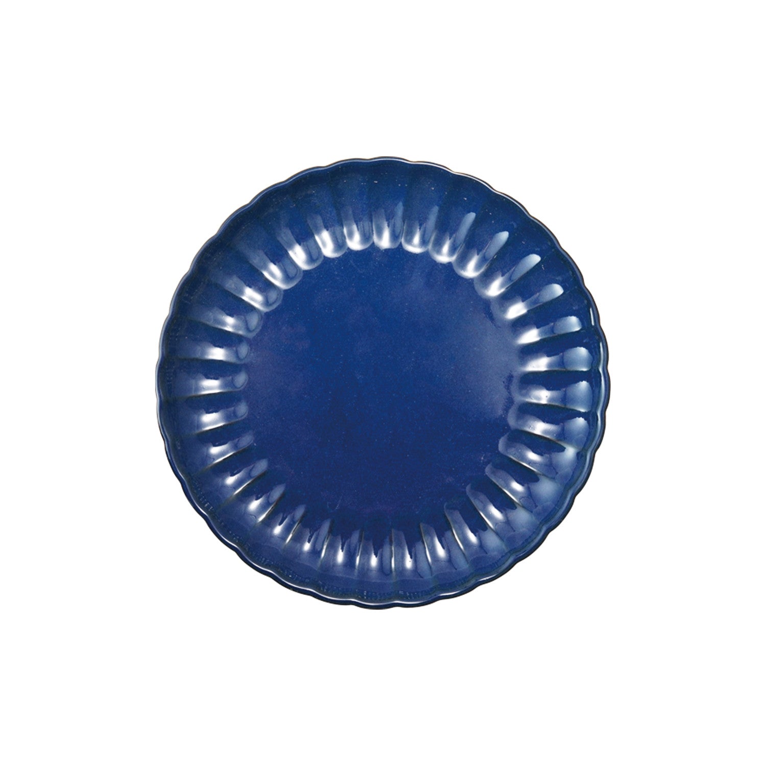 Stoneware Fluted Plate, Reactive Glaze, Blue (Each One Will Vary)
