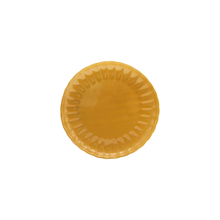 Stoneware Fluted Plate, Reactive Glaze, Mustard