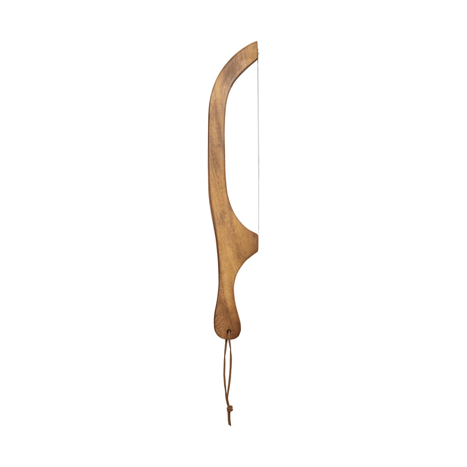 Wooden bow bread knife on a white background
