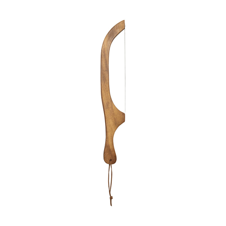 Wooden bow bread knife on a white background