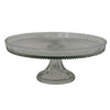 Glass cake stand on a white background