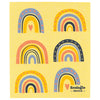 Yellow dishcloth with rainbow patterns and 'Ecoologie danica' branding