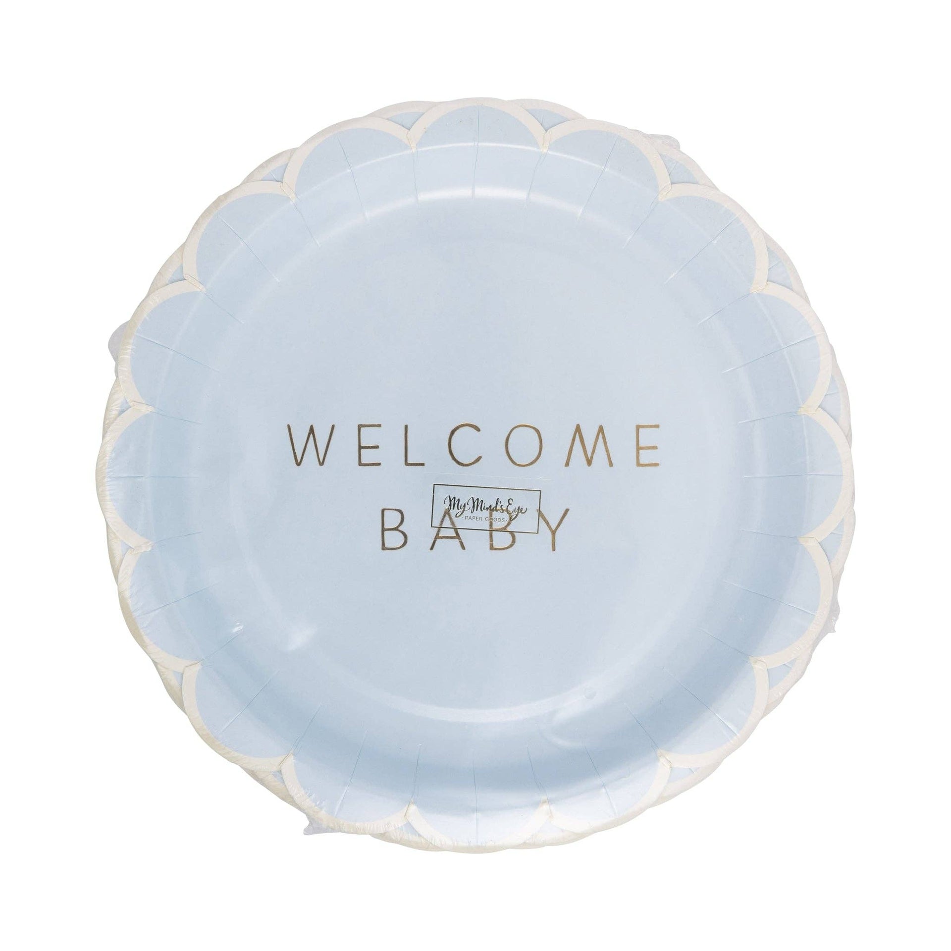 Welcome Baby Blue Plate