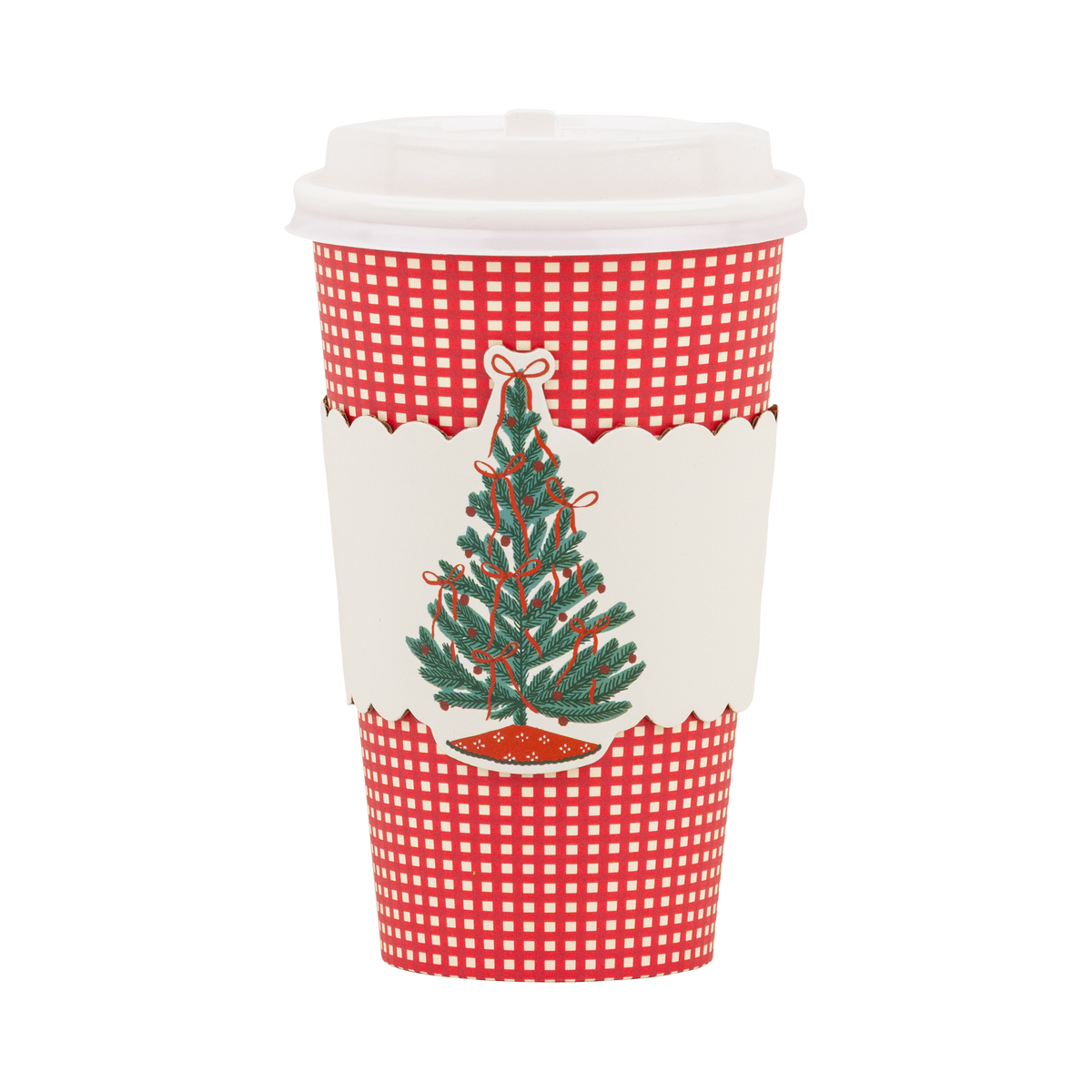 Red Gingham Christmas Tree 16oz Paper To Go Cups