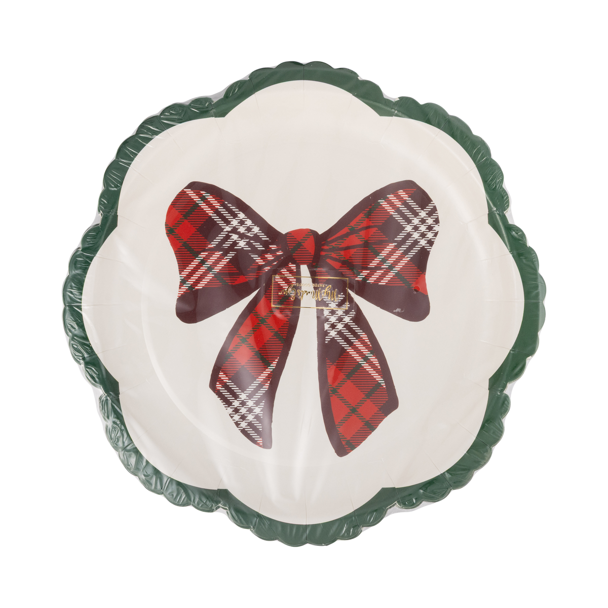 Plaid Bow Christmas 8" Paper Salad Plates