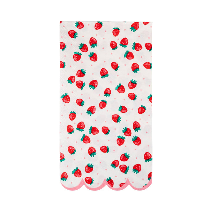 Napkin with strawberry pattern on a white background