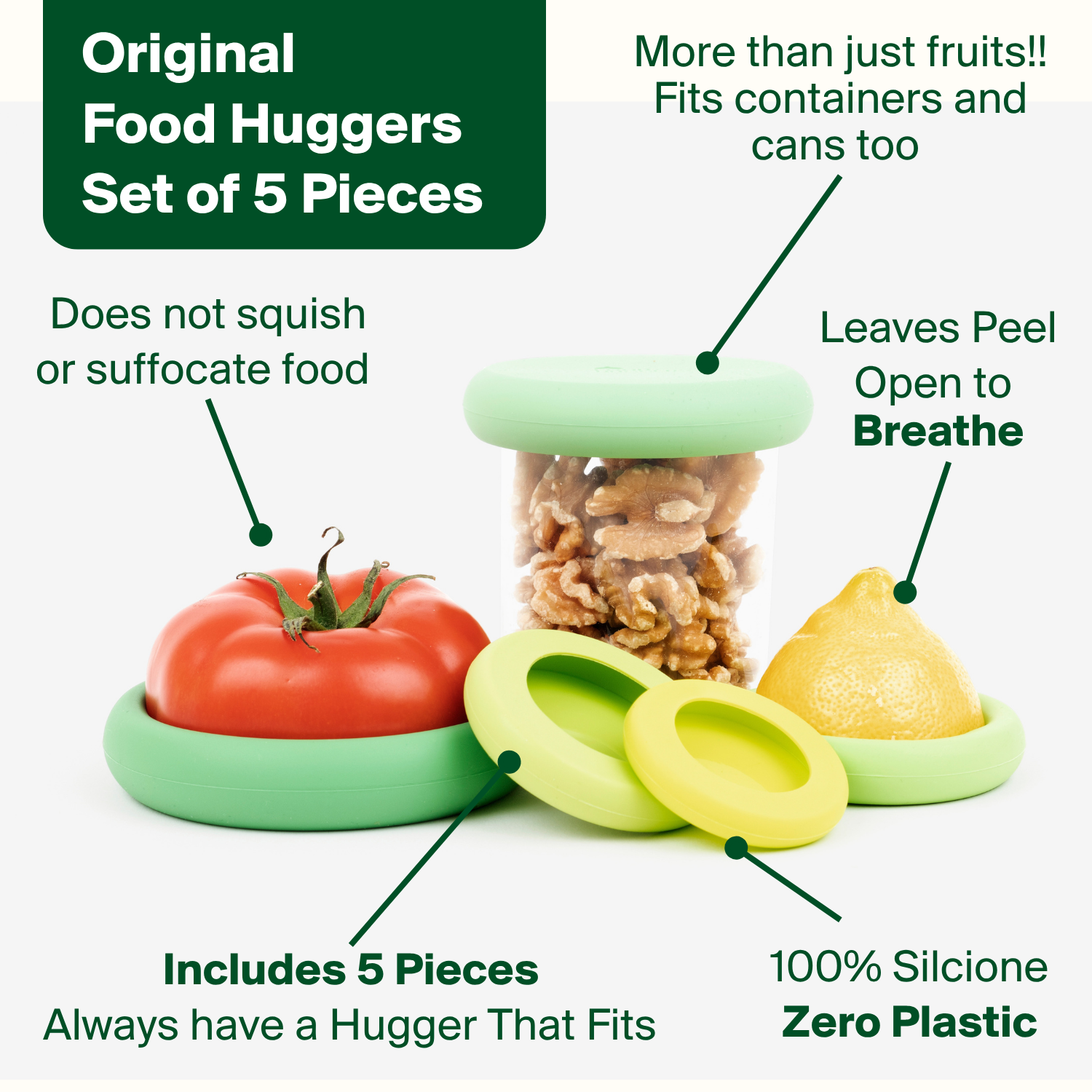 Reusable Silicone Food Savers – Sage Green (Set of 5)