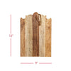 Wooden serving board with dimensions on a white background