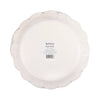 White paper plate with a visible brand label on a white background