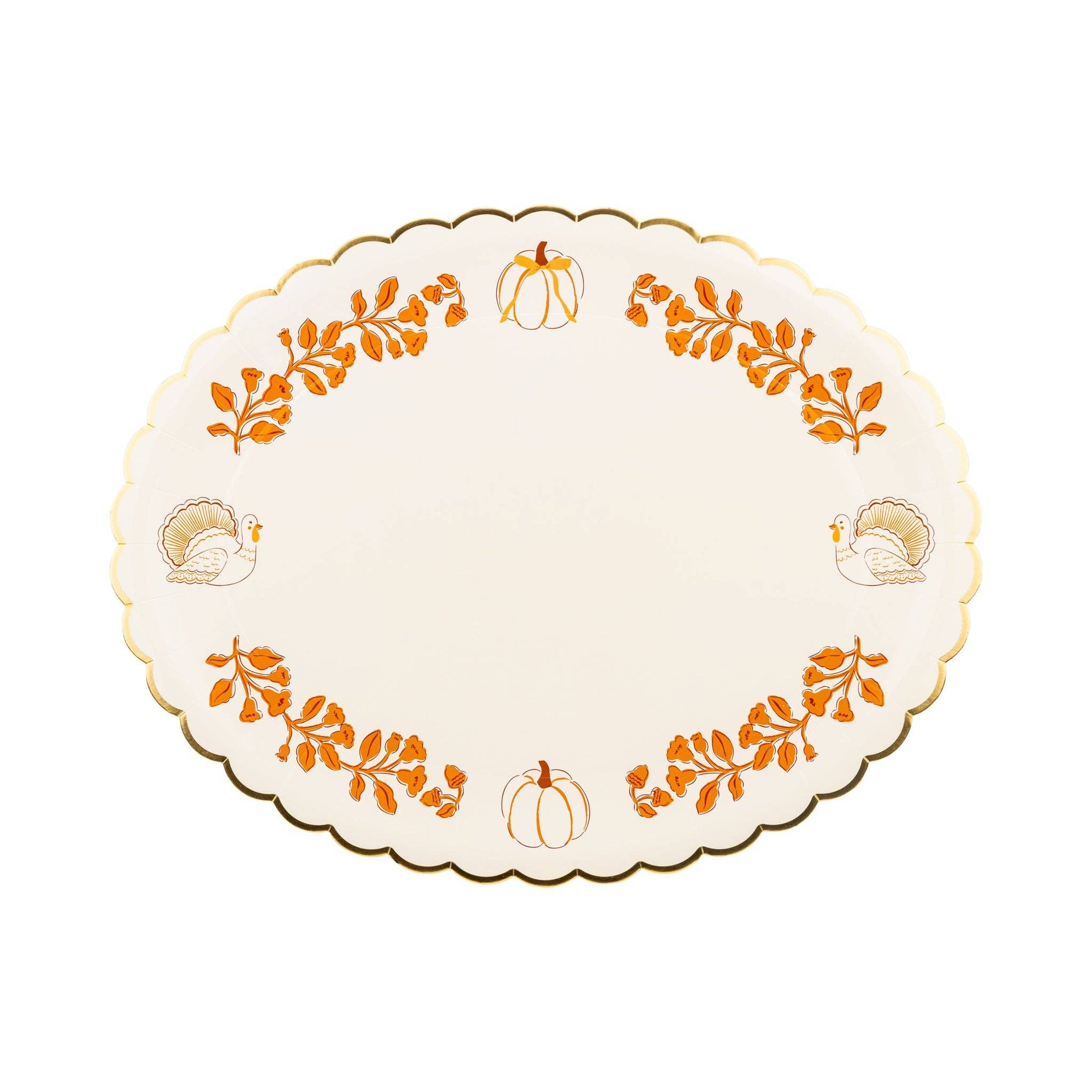 Foil Pumpkin 17" Paper Platter (6ct)