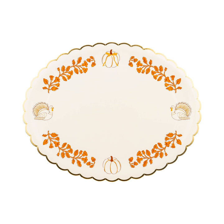 Foil Pumpkin 17" Paper Platter (6ct)
