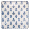 Scalloped edge paper plate with blue floral pattern