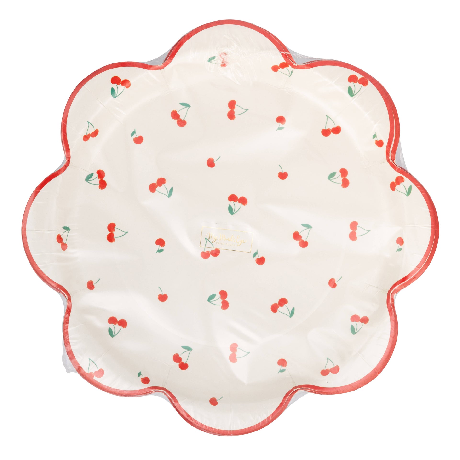 Decorative plate with cherry pattern on a white background