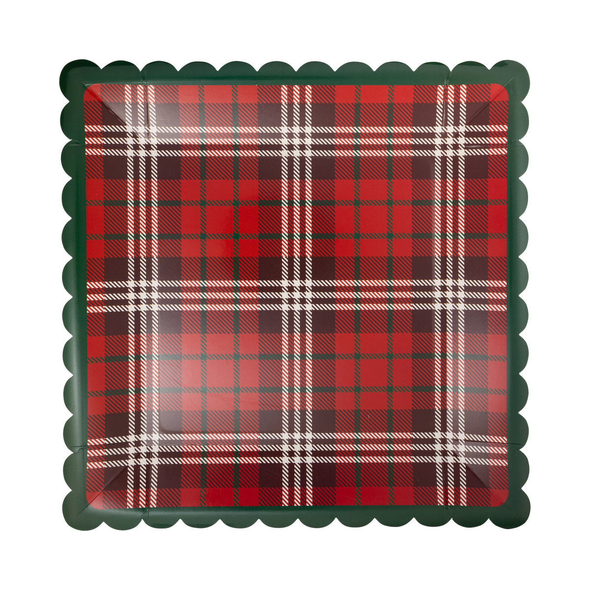 Red Plaid 10" Square Paper Dinner Plates