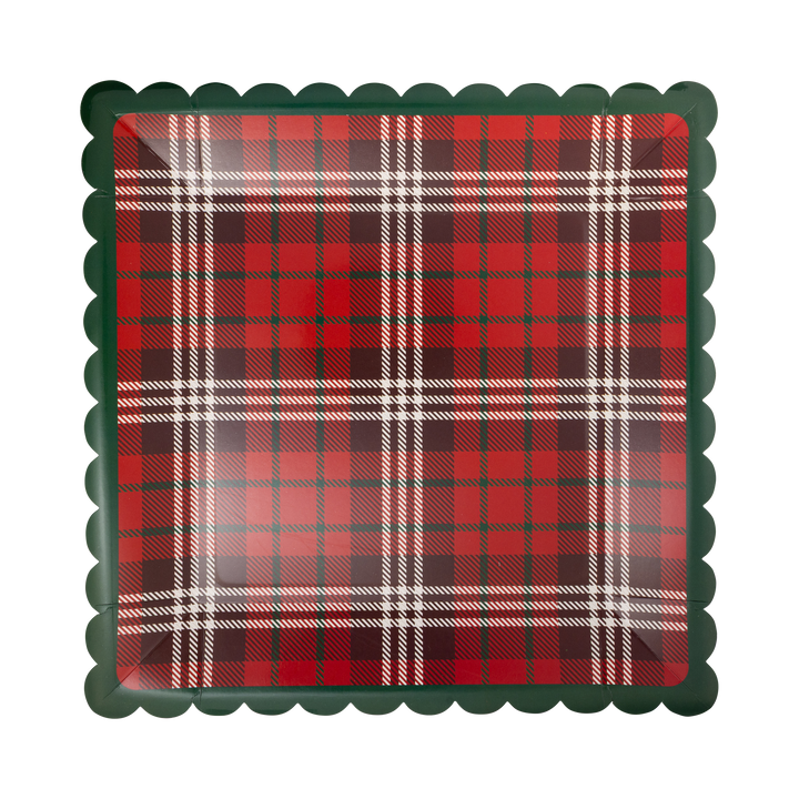 Red Plaid 10" Square Paper Dinner Plates